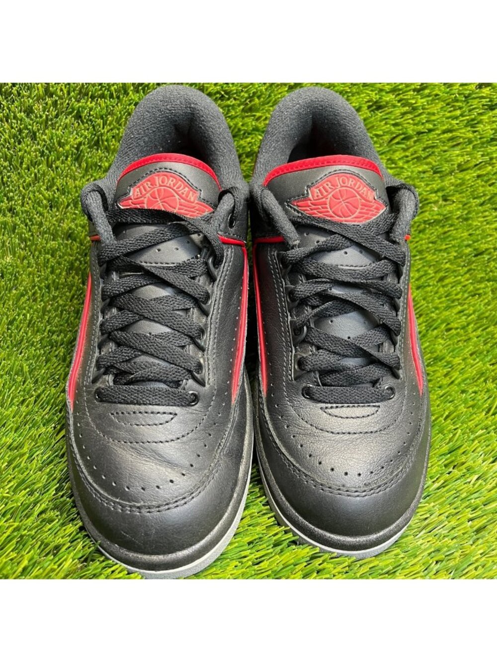 Nike Air Jordan 2 Retro Low Boys Size 6.5Y Black Athletic Leather Shoes Sneakers